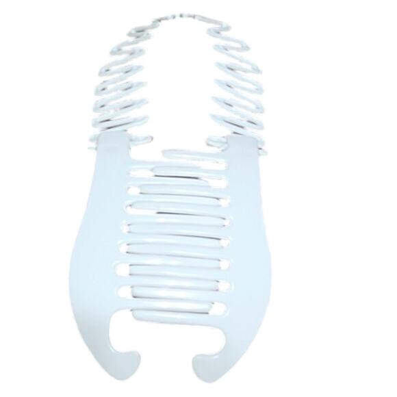Vintage 1990s Hair Clincher Banana Clip French Comb Ponytail White Plastic - Picture 2 of 3